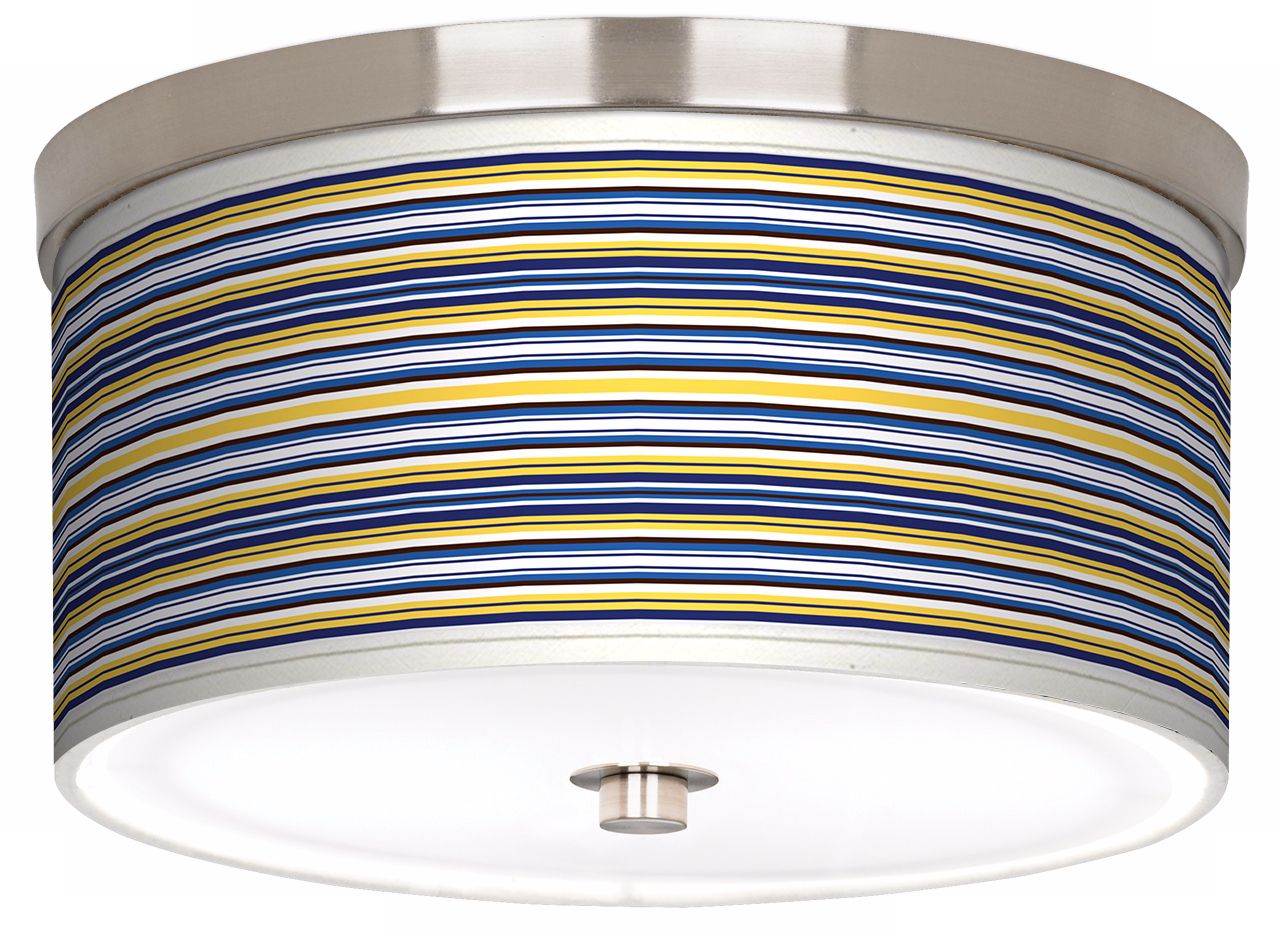 Charleston Stripes Nickel 10 1/4" Wide Ceiling Light