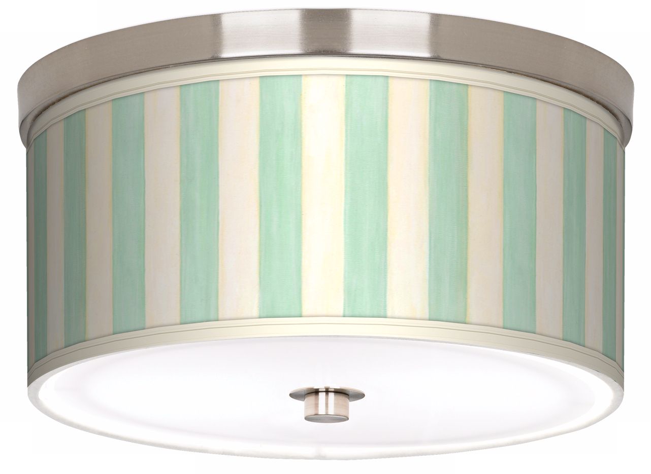 Seaside Stripe Green Nickel 10 1/4" Wide Ceiling Light