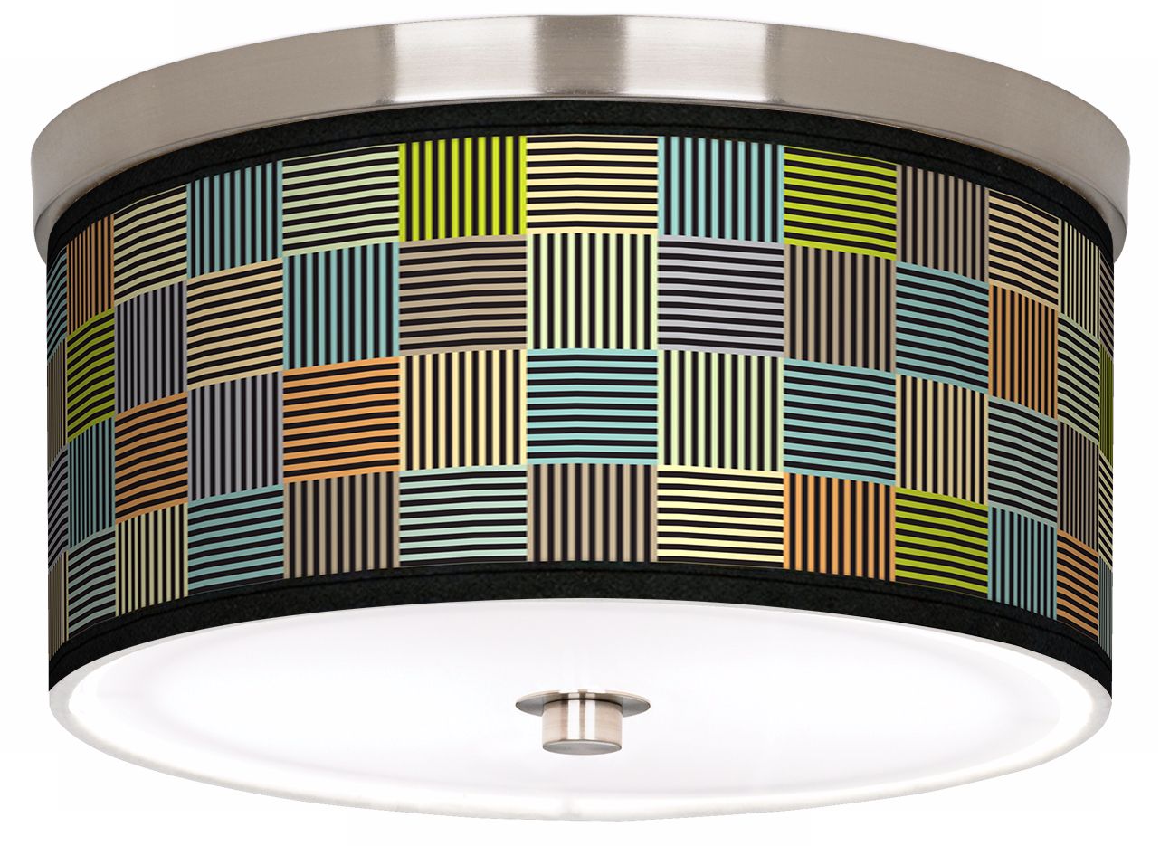 Pixel City Nickel 10 1/4" Wide Ceiling Light