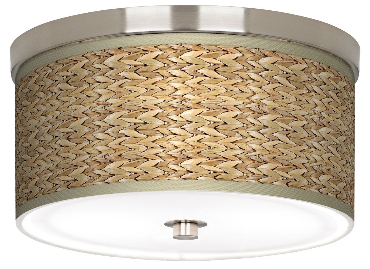 Seagrass Giclee Nickel 10 1/4" Wide Ceiling Light