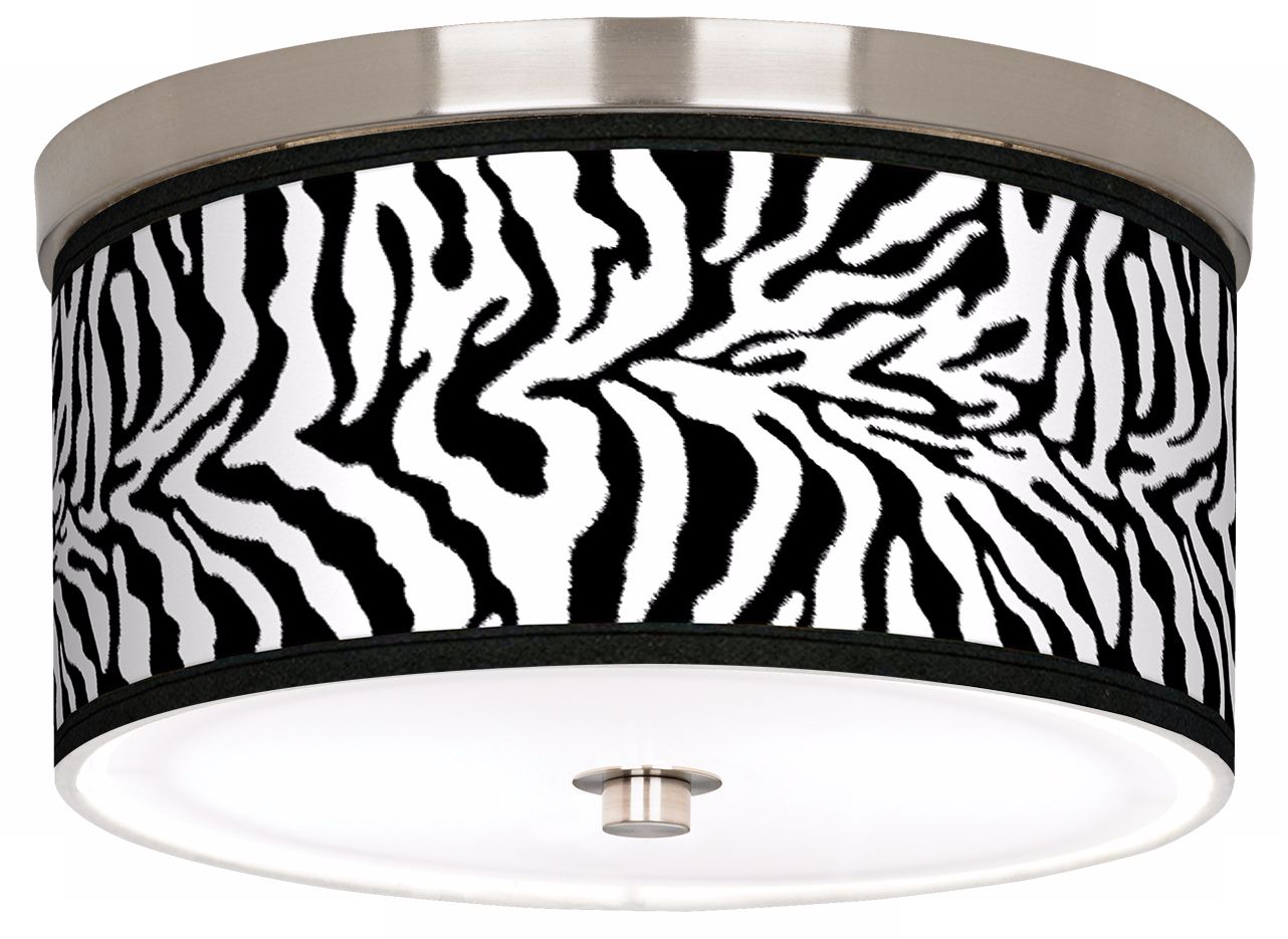 Safari Zebra Giclee Nickel 10 1/4" Wide Ceiling Light