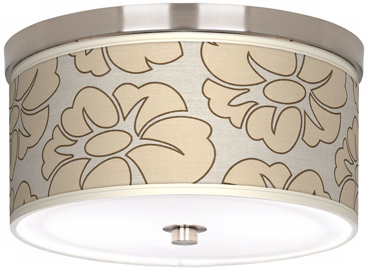 Floral Silhouette 10 1/4" Wide CFL Nickel Ceiling Light
