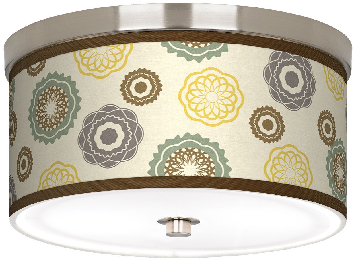 Ornaments Linen Giclee 10 1/4" Wide Ceiling Light