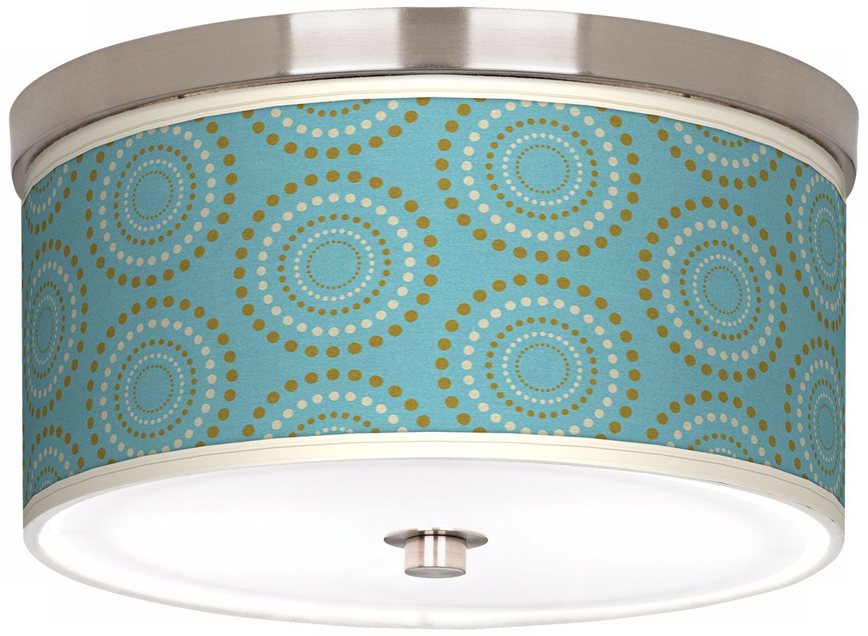 Blue Calliope Linen Giclee Nickel 10 1/4" Wide Ceiling Light