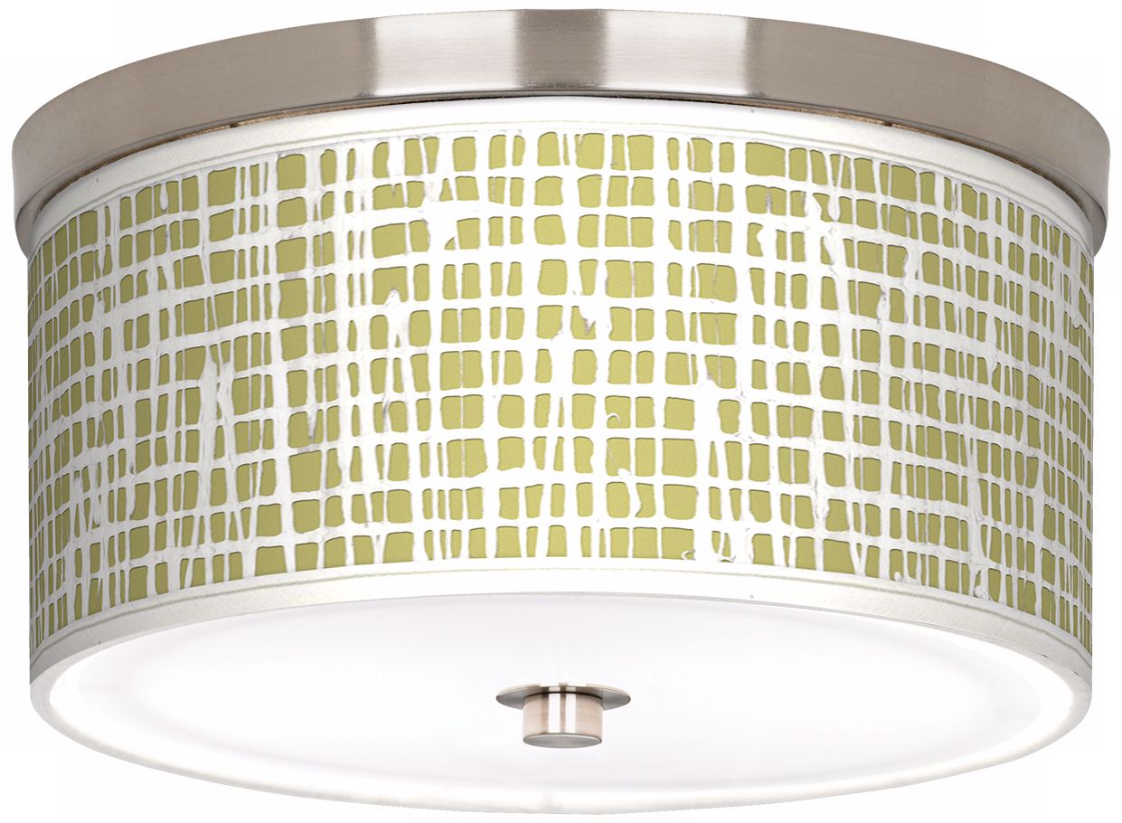 Ecru Screen Linen Nickel 10 1/4" Wide Ceiling Light