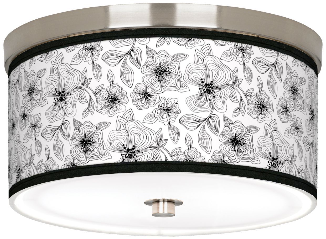 Stacy Garcia Linear Floral 10 1/4" CFL Nickel Ceiling Light