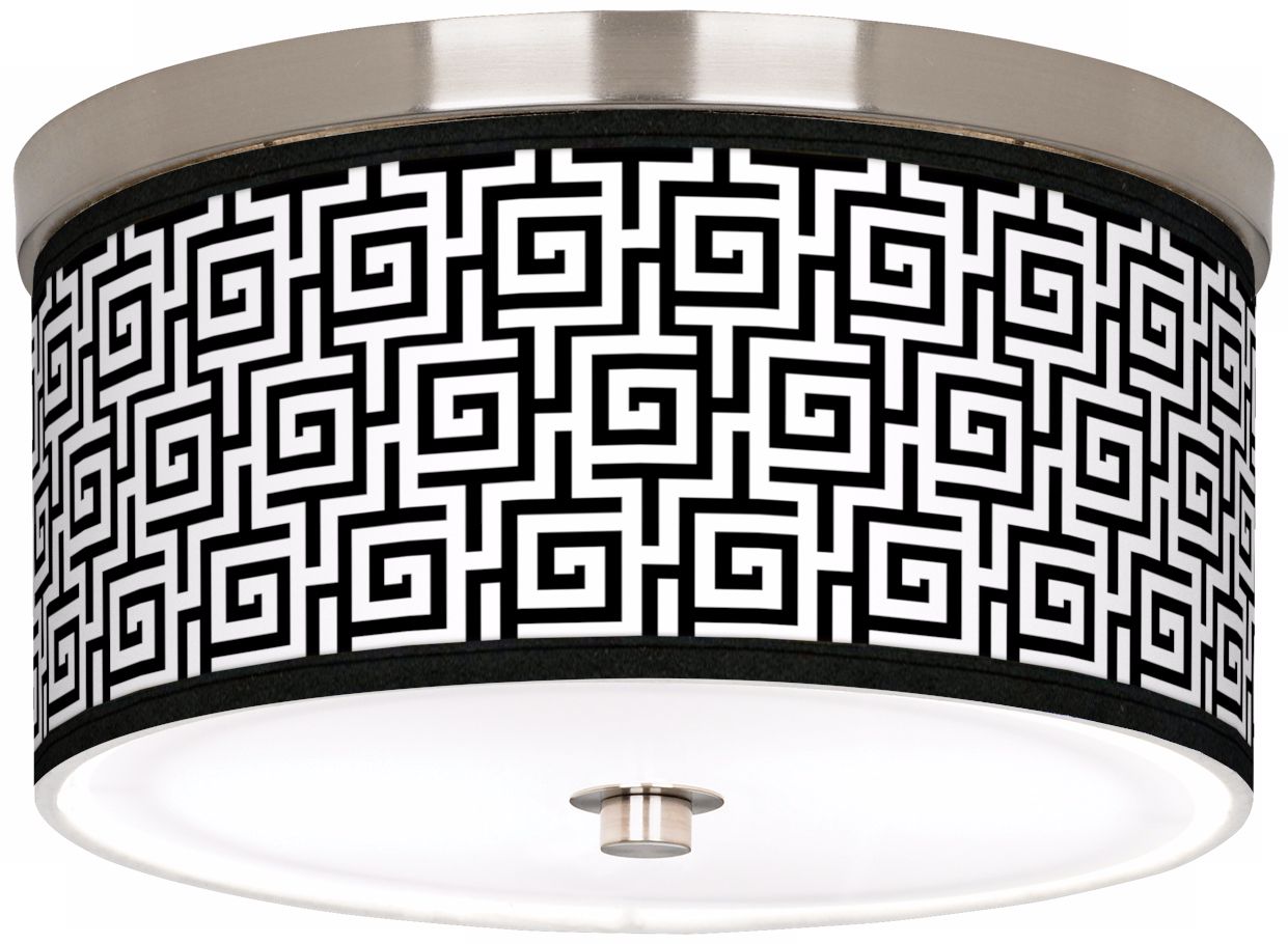 Greek Key Giclee Nickel 10 1/4" Wide Ceiling Light
