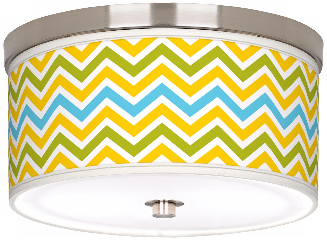 Citrus Zig Zag Giclee Nickel 10 1/4" Wide Ceiling Light