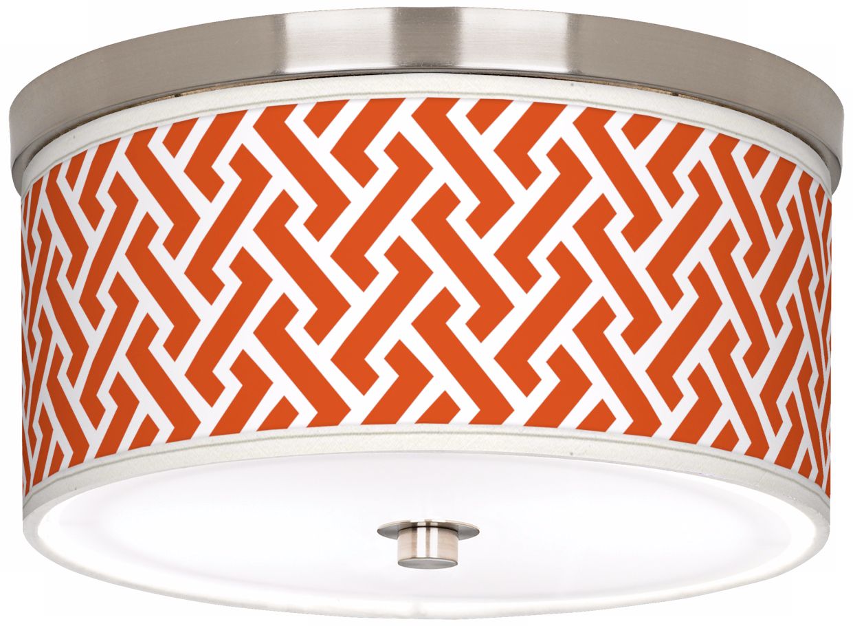 Red Brick Weave Giclee Nickel 10 1/4" Wide Ceiling Light