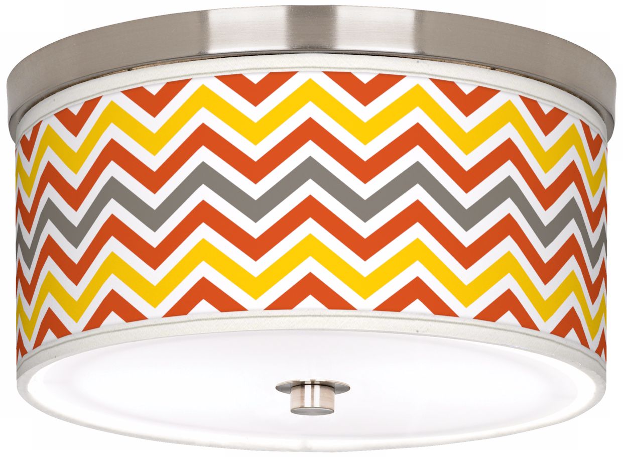 Flame Zig Zag Giclee Nickel 10 1/4" Wide Ceiling Light