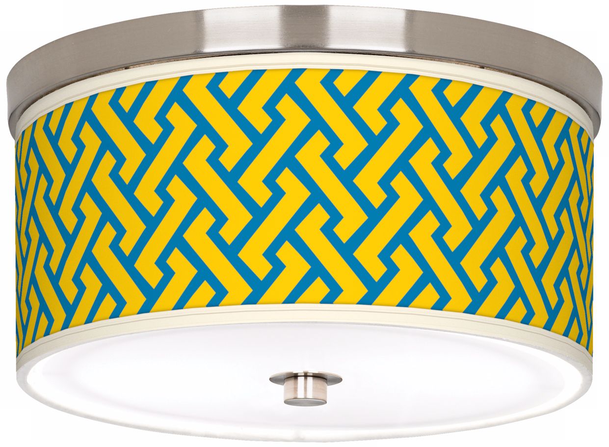 Yellow Brick Weave Giclee Nickel 10 1/4" Wide Ceiling Light