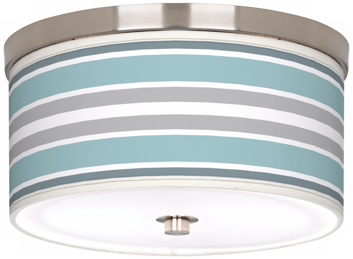 Multi Color Stripes Giclee Nickel 10 1/4" Wide Ceiling Light