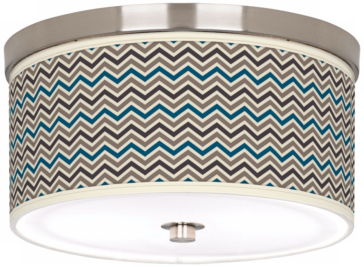 Zig Zag Nickel 10 1/4" Wide Ceiling Light