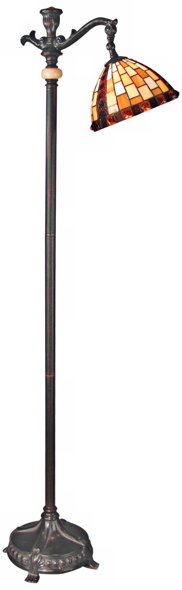 Baroque Antique Bronze Tiffany Style Downbridge Floor Lamp