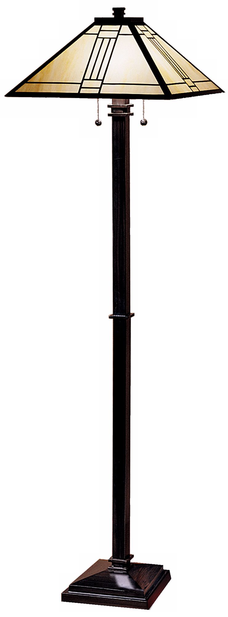 Noir Bronze Finish Mission Tiffany Style Floor Lamp