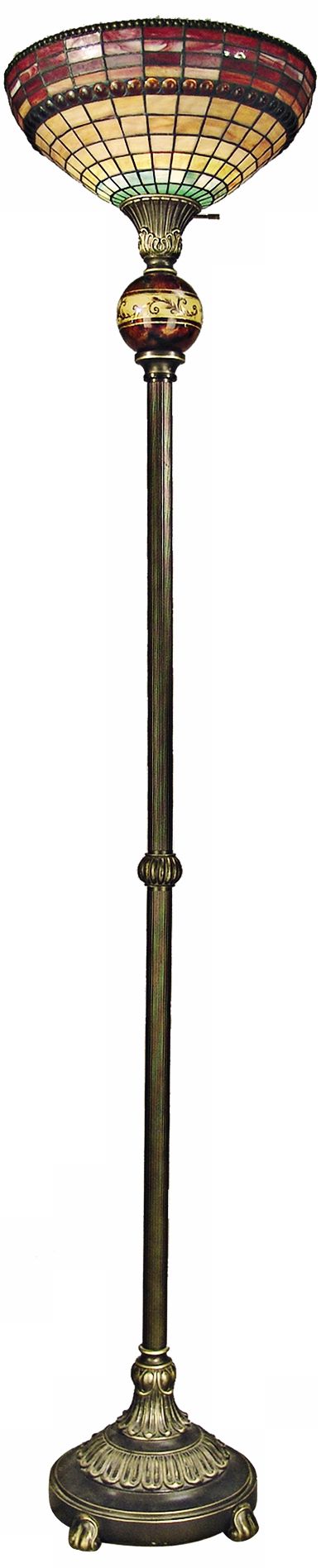Davenport Antique Brass Finish Tiffany Style Torchiere