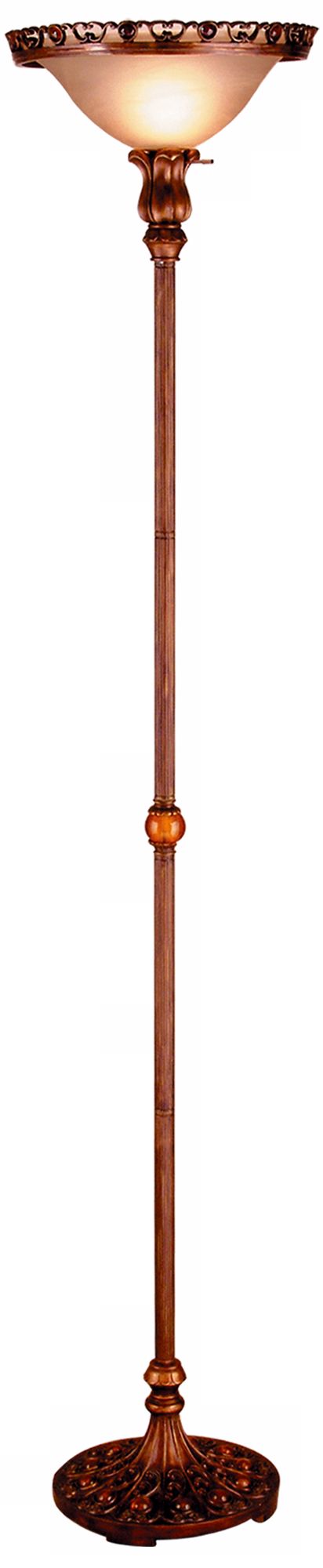 Parisian Antique Gold Amber Finish Torchiere