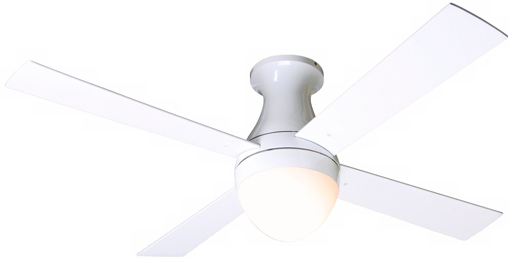 42" Gloss White Ball Hugger Ceiling Fan with Light Kit
