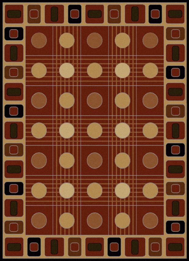 Kabe Checkerboard and Circle Auburn Rug