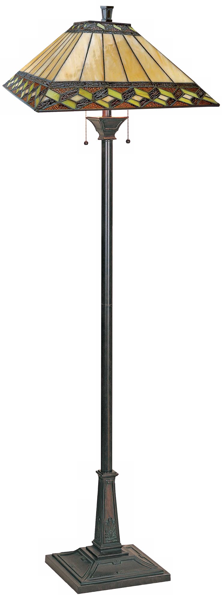 Lite Source Double Pull Bronze Mission Tiffany Floor Lamp