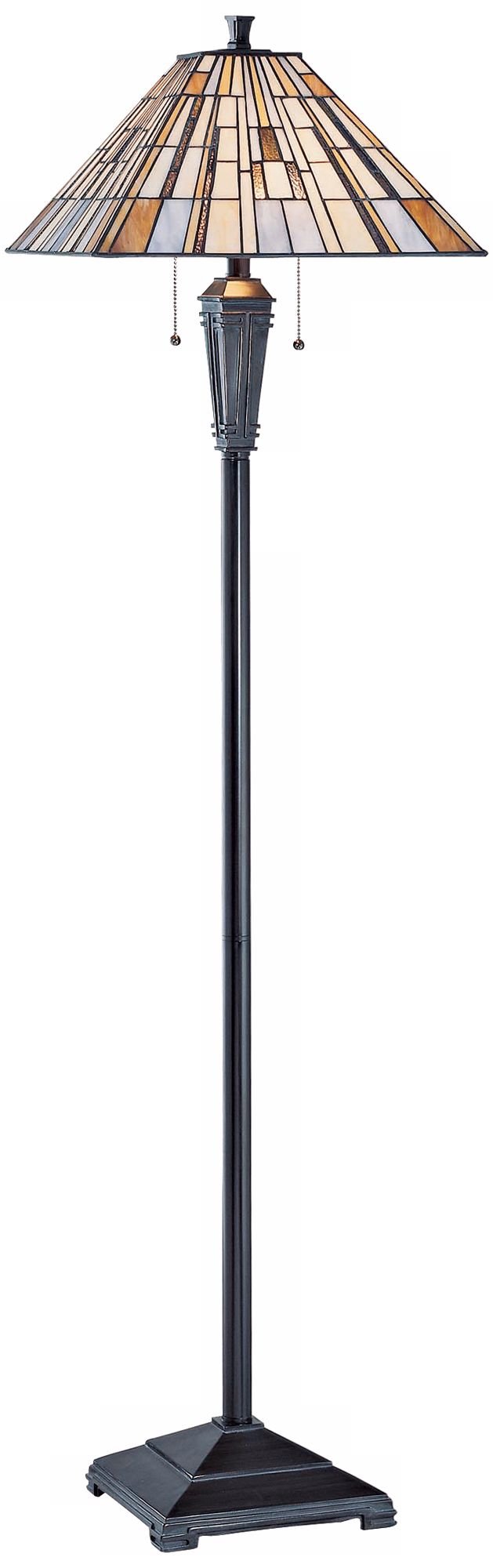 Lite Source Bronze Double Pull Mission Tiffany Floor Lamp