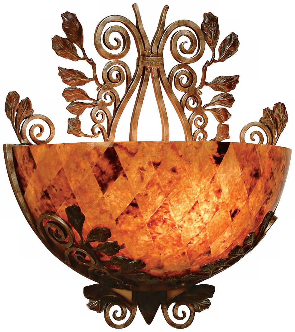 Maitland-Smith Penshell Bowl and Wrought Iron Wall Sconce