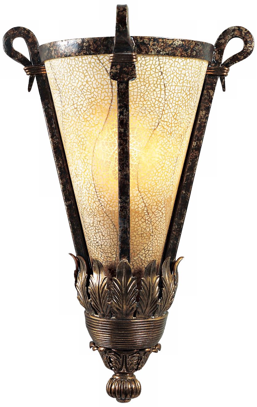 Maitland-Smith Eggshell Shade and Textured Iron Sconce
