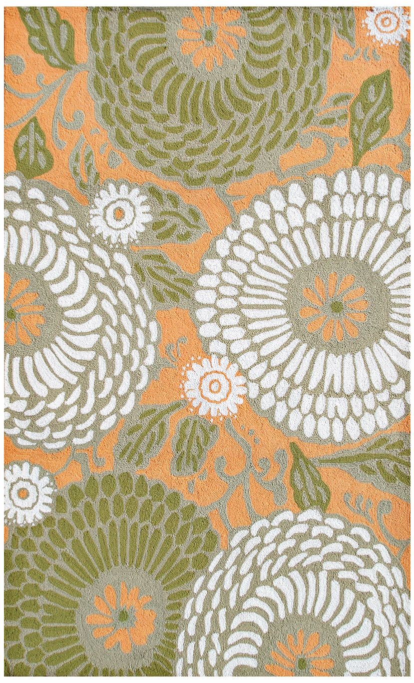 Mod Floral Orange Indoor Outdoor Rug