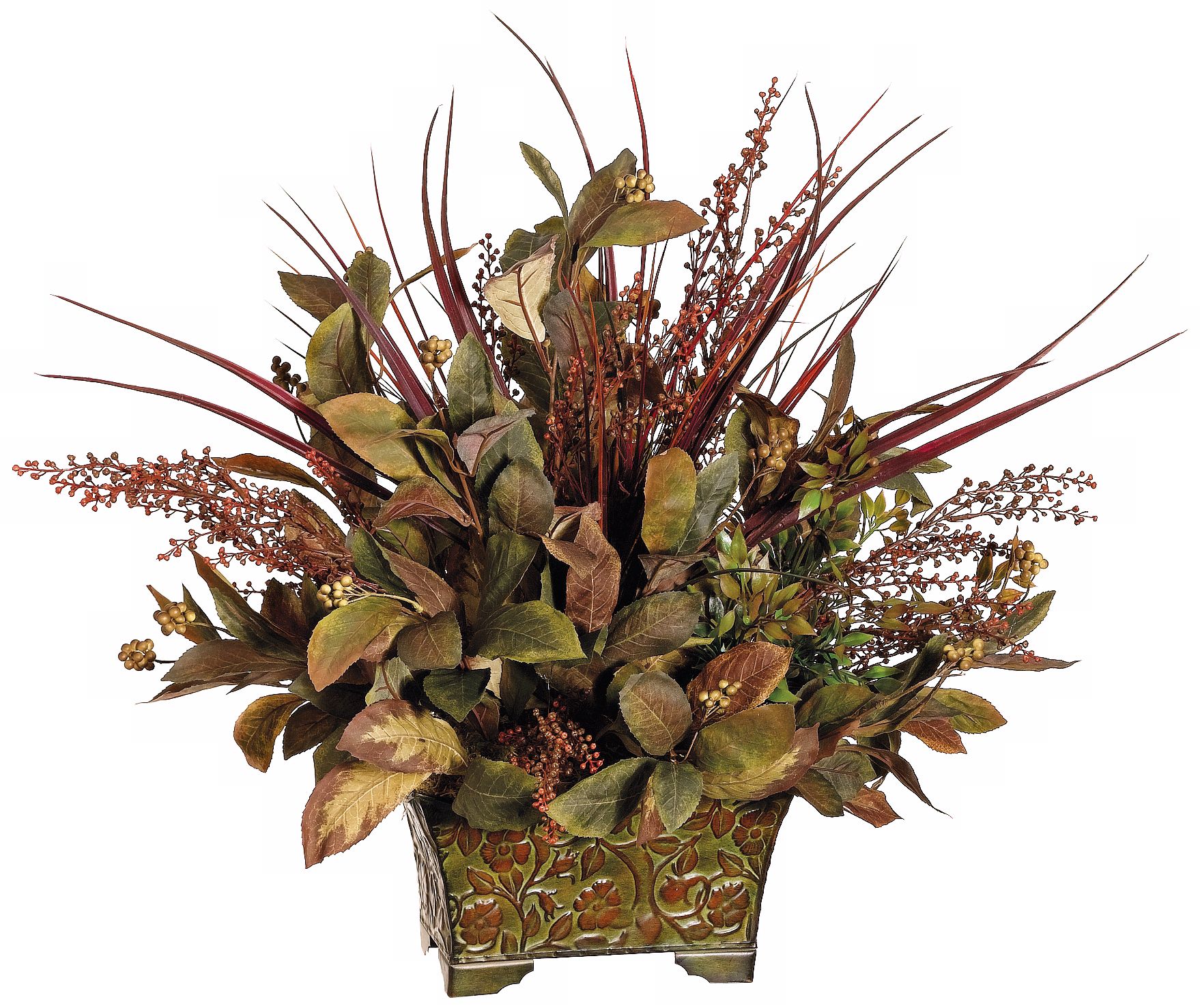 Tea Leaf Grasses and Berries Floral Arrangement