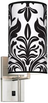Black Tapestry Banner Giclee Plug In Sconce K0515 K4552