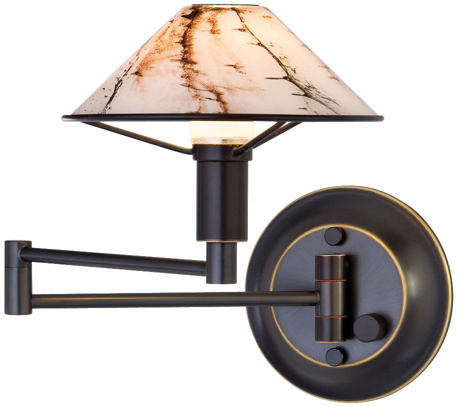 Oil Rubbed Bronze Marbled Glass Swing Arm Wall Light