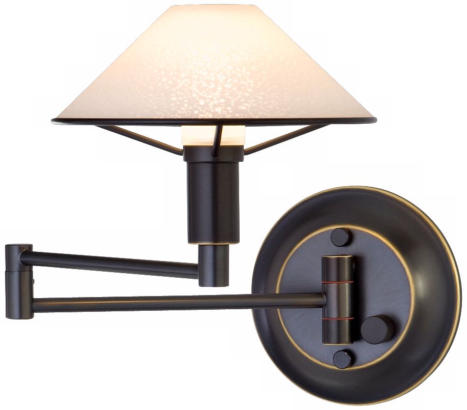 Oil Rubbed Bronze Satin White Glass Swing Arm Wall Light