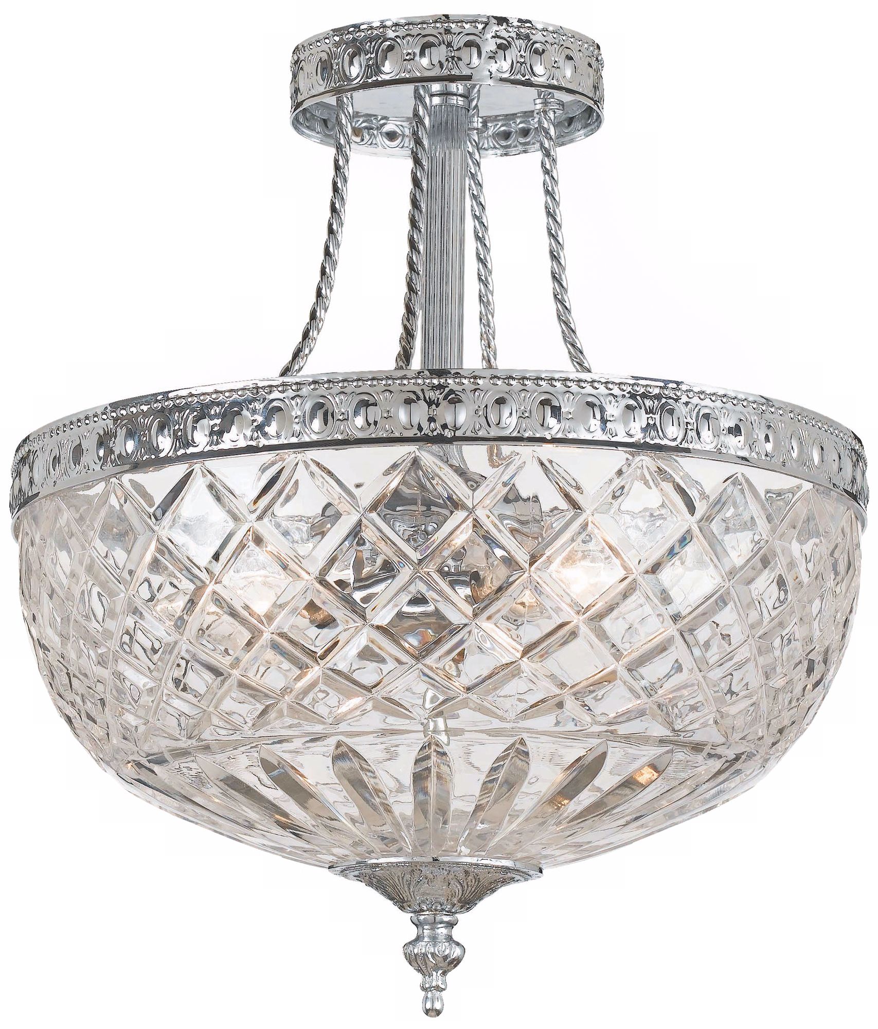 Crystorama Majestic Chrome 12" Wide Semiflush Ceiling Light