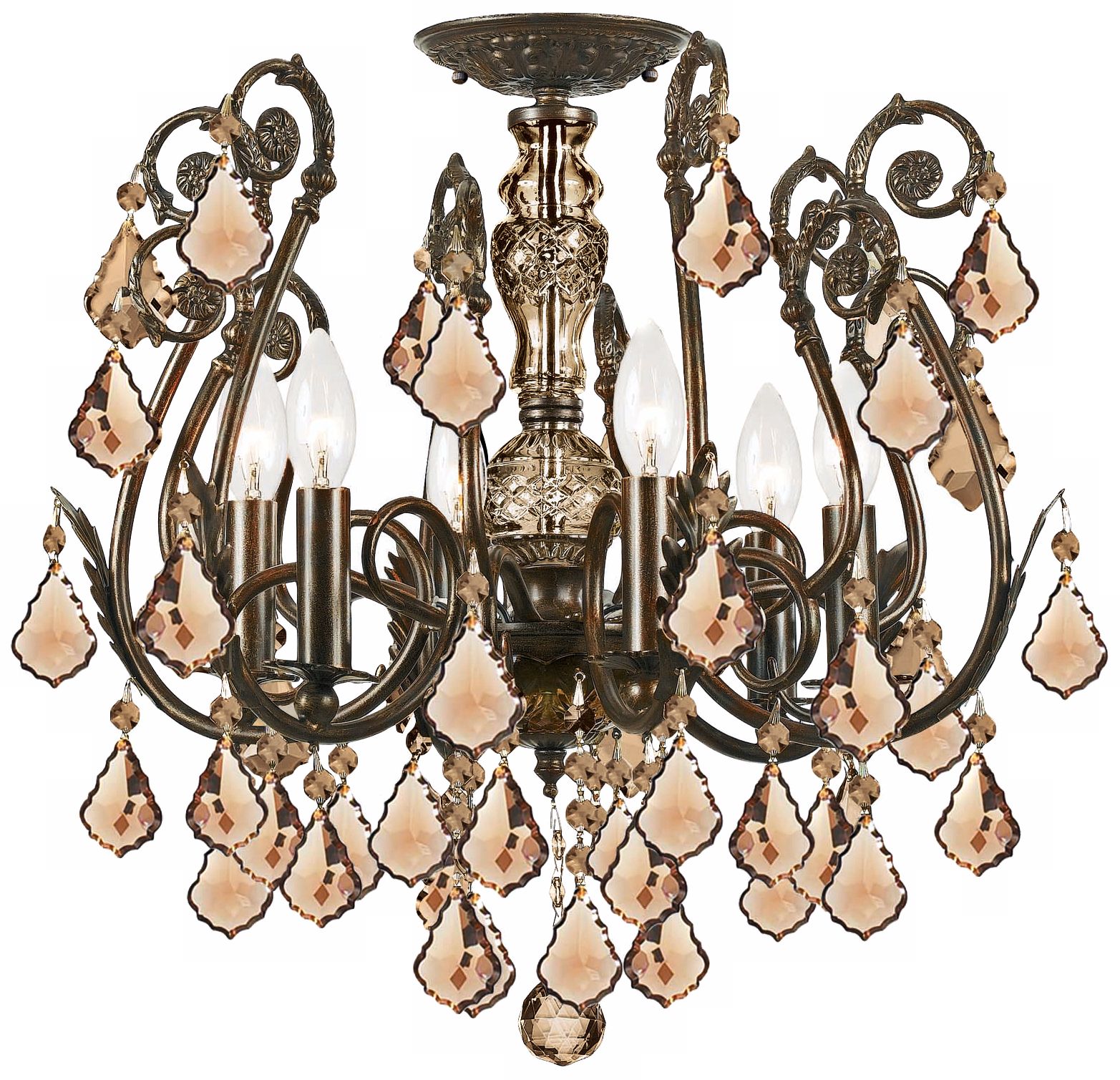 Crystorama Regis Bronze Amber Ceiling Light