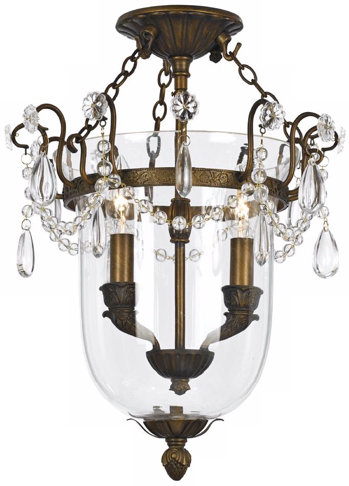 Crystorama New Town Brass 13" Wide Semiflush Ceiling Light