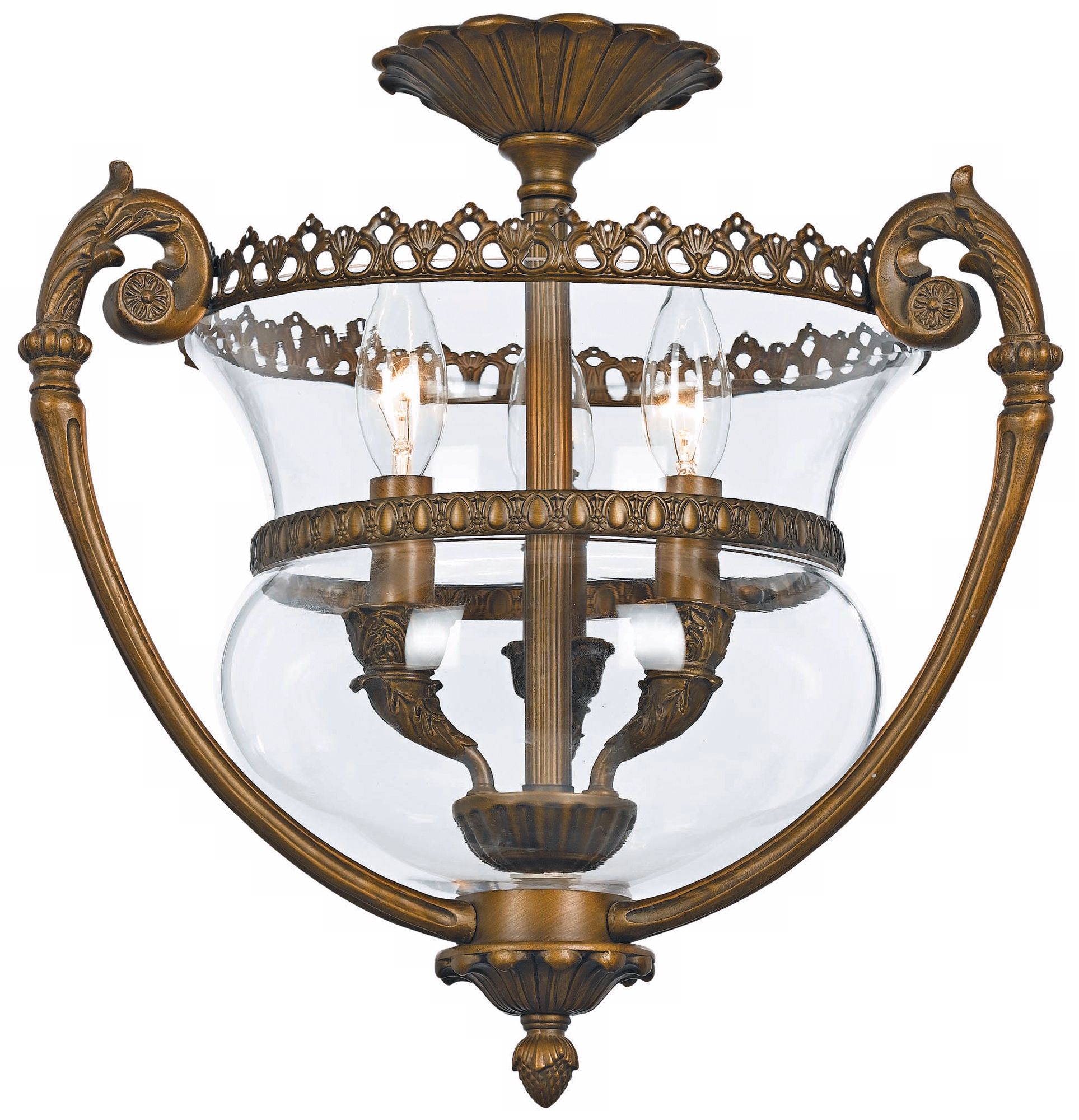 Crystorama Camden Brass 16" Wide Semiflush Ceiling Light