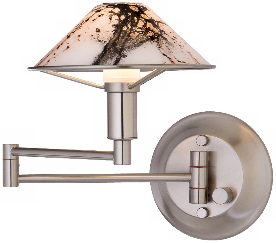 Satin Nickel Marbled Glass Swing Arm Light