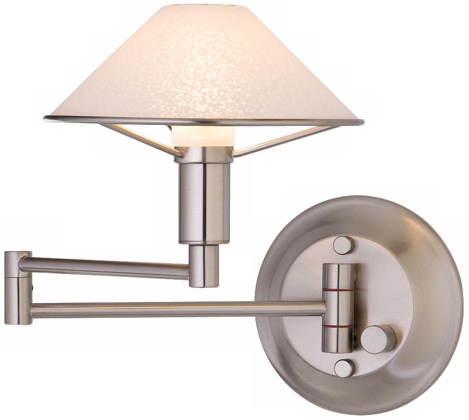 Satin Nickel Satin White Glass Swing Arm Light