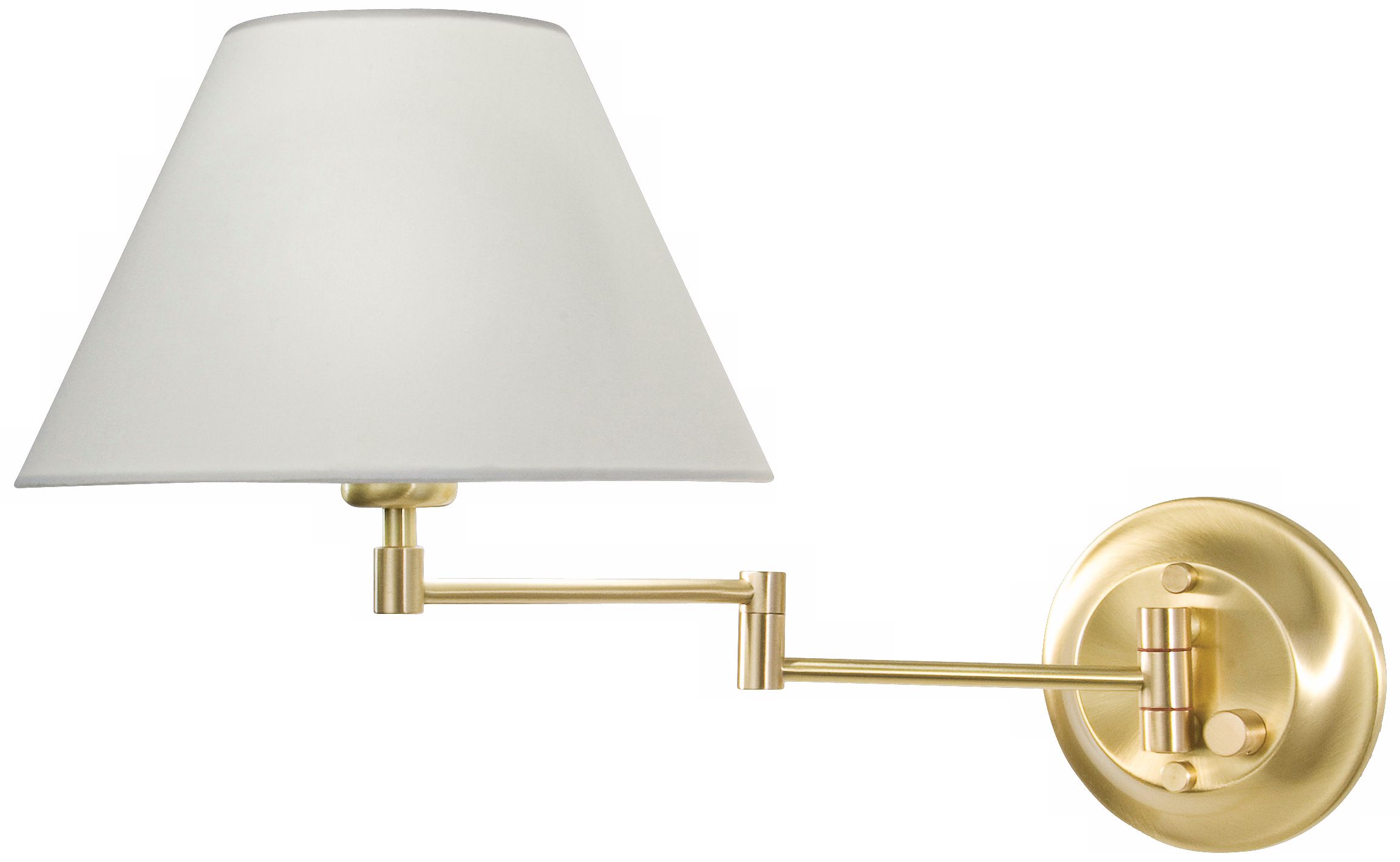 Holtkoetter Brushed Brass  White Shade Swing Arm Wall Light