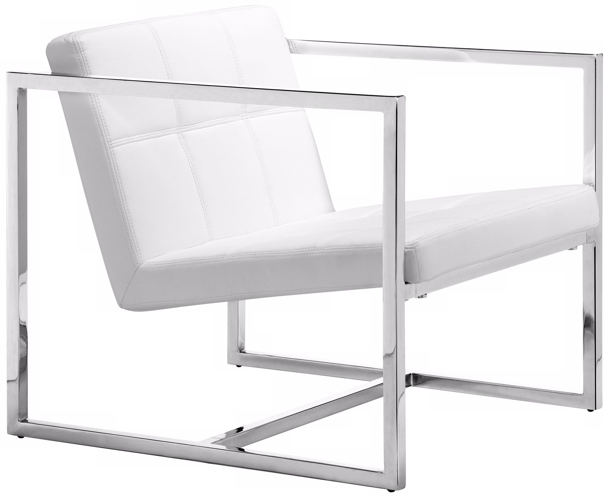 Zuo Carbon White Leatherette and Chrome Frame Chair
