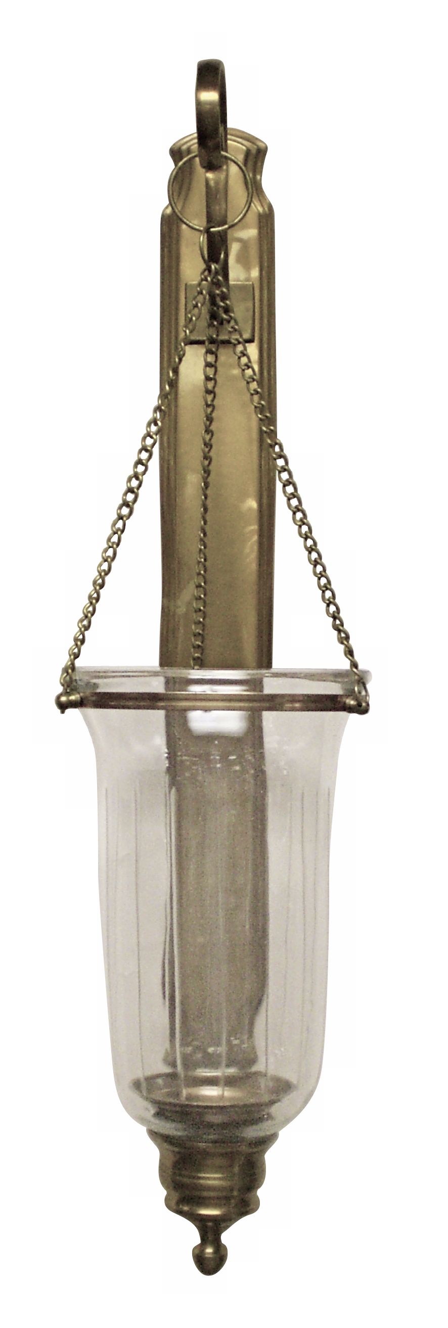 Antique Brass Finish Hurricane Glass One Light Wall Sconce