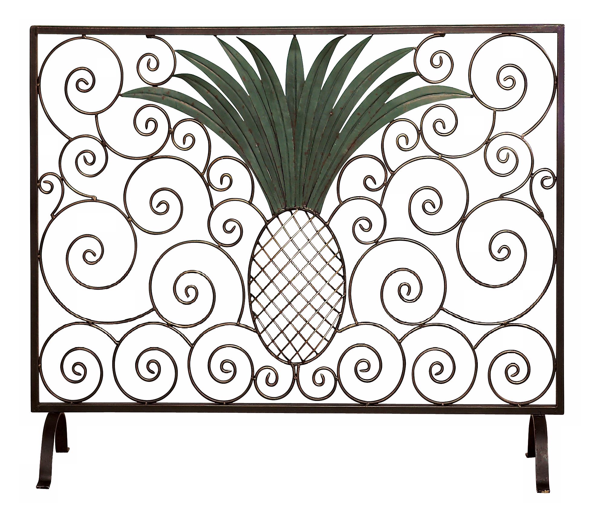 Pineapple Bronze Verdigris Finish Fire Screen