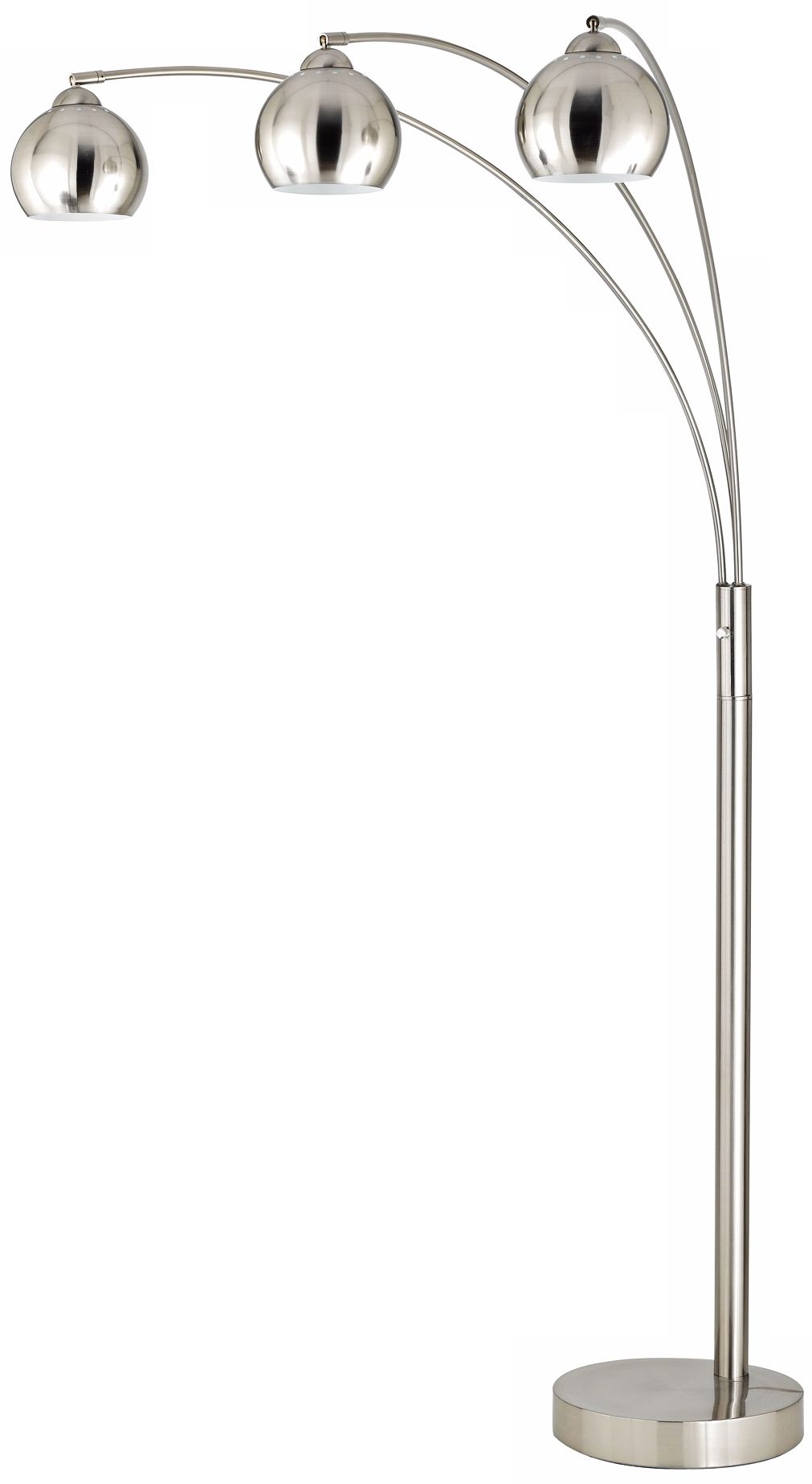 Three Light Arc Lamp Brushed Steel Floor Lamp