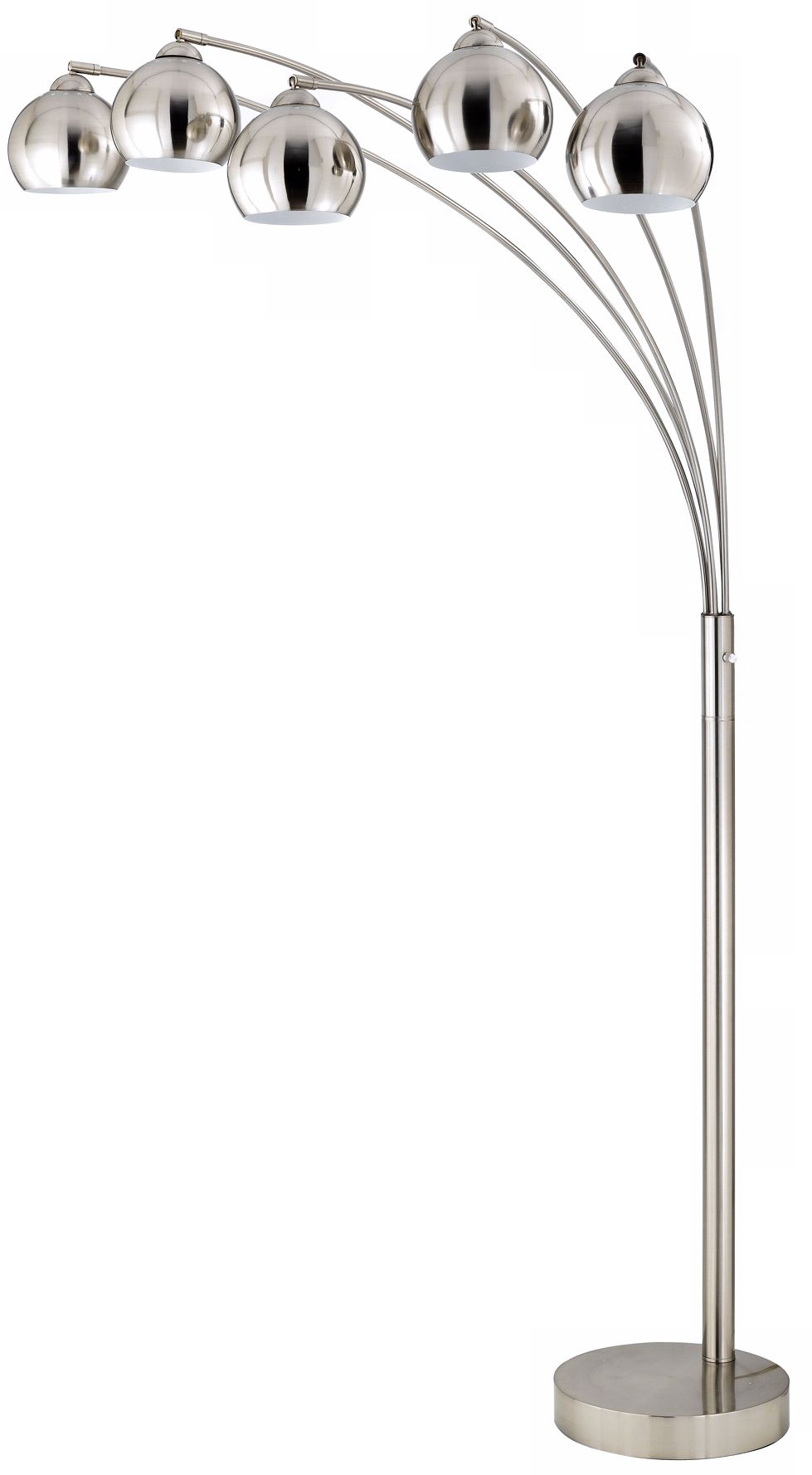 Five Light Arc Brushed Steel Floor Lamp