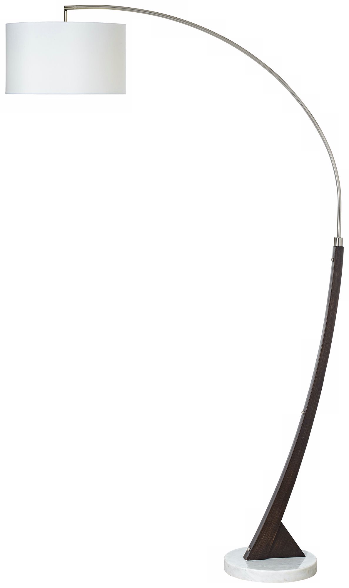 Arc Brushed Steel and Wood Floor Lamp