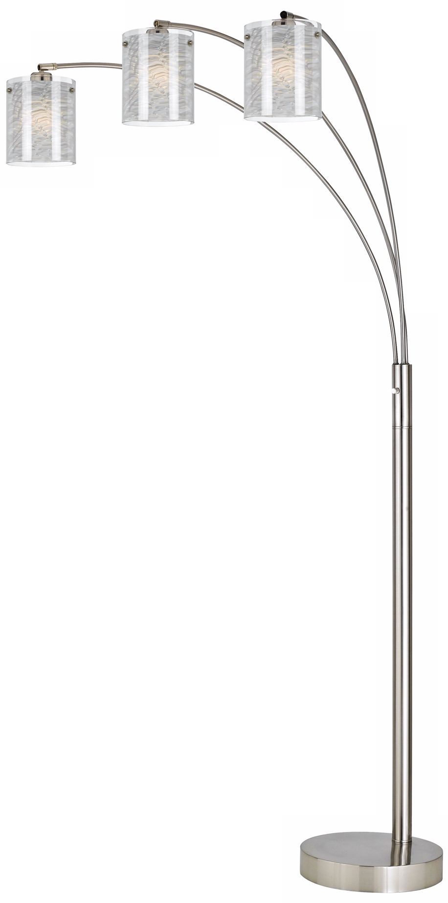 Three Light Striped Glass Shade Arc Floor Lamp