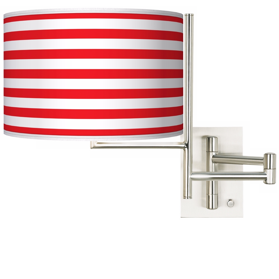 Tempo Red Horizontal Stripe Plug in Swing Arm Wall Light   #K1148 K4474