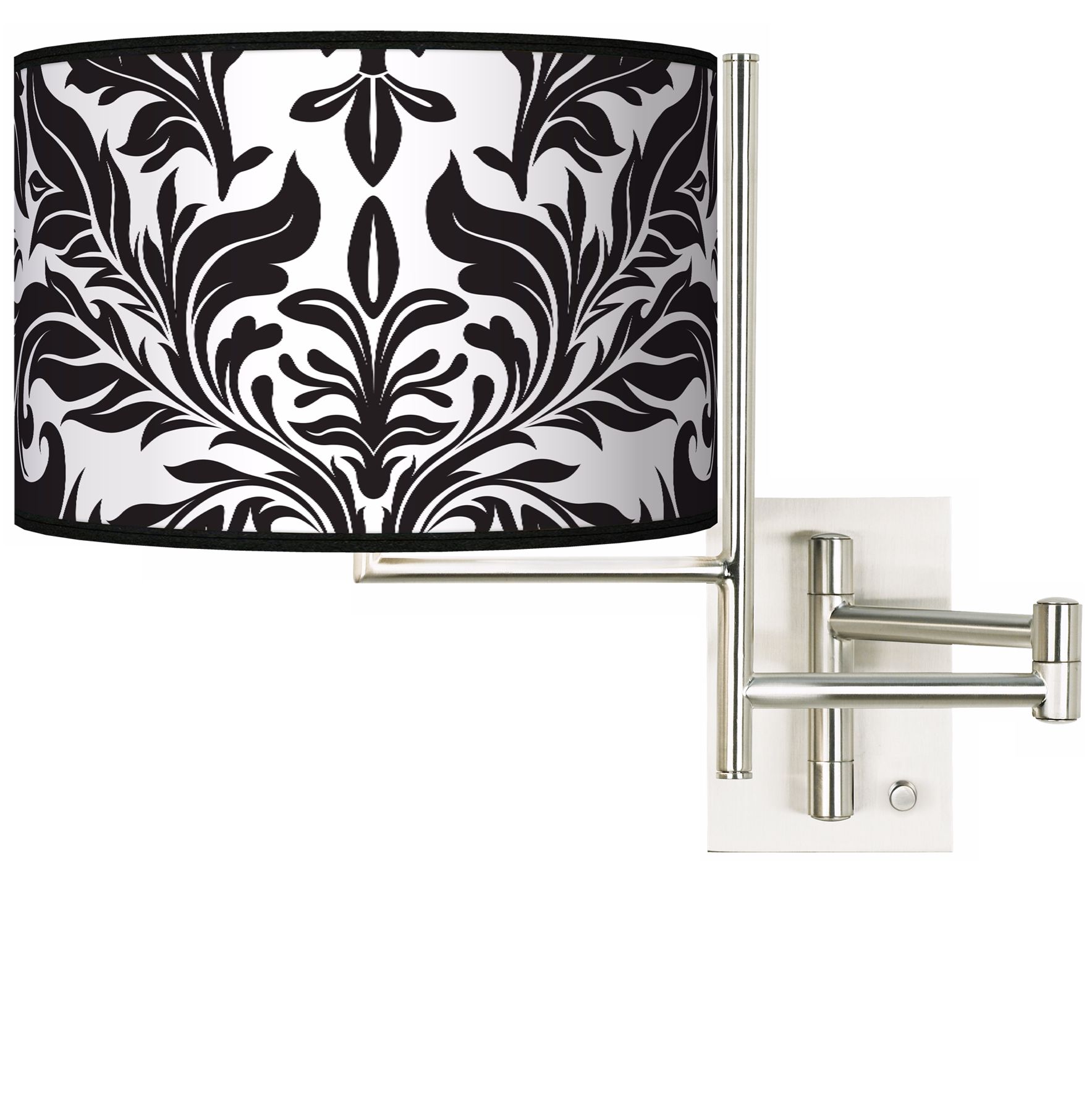 Tempo Black Tapestry Plug-in Swing Arm Wall Light