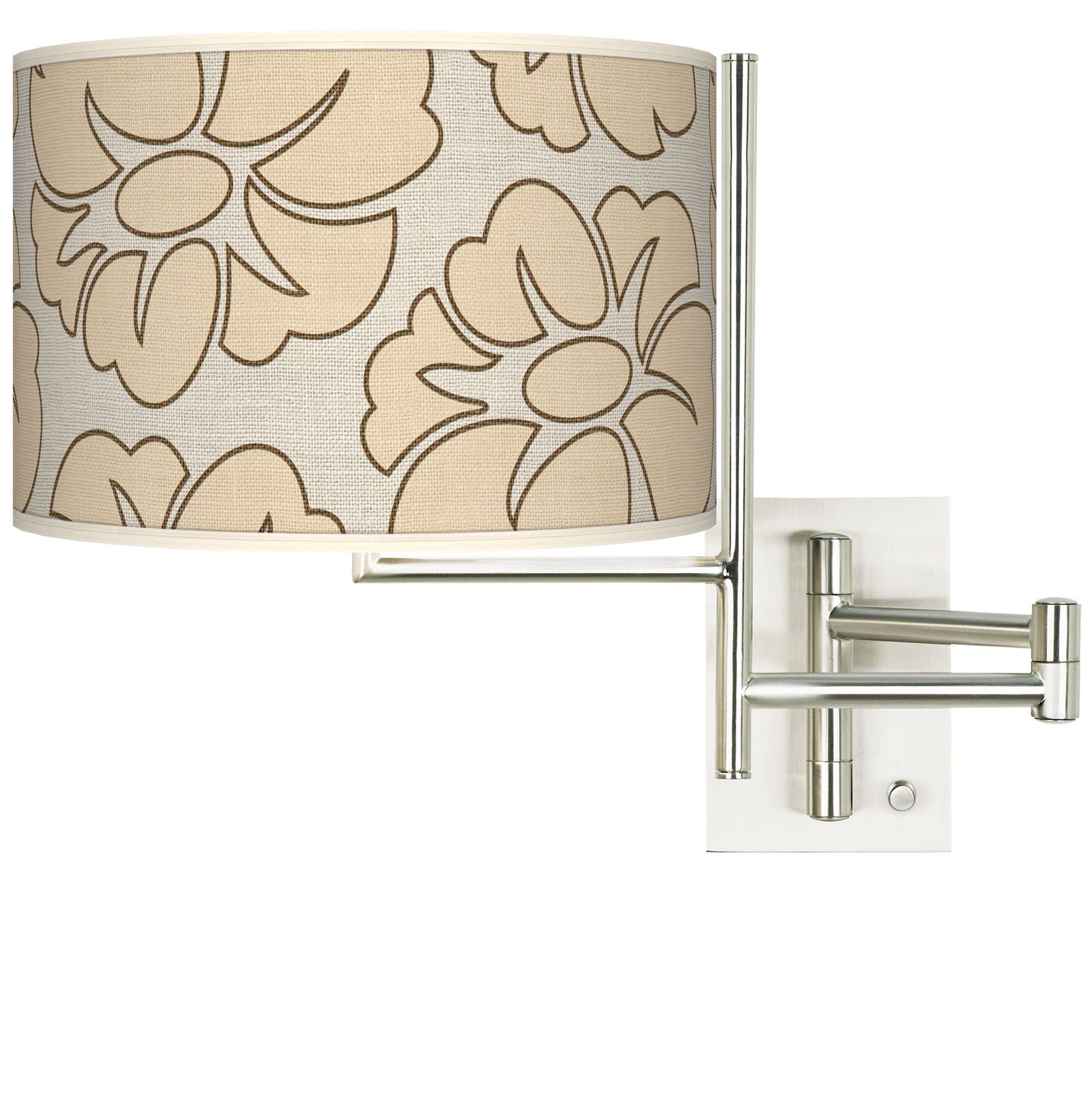 Floral Silhouette Giclee Steel Plug-In Swing Arm Wall Light