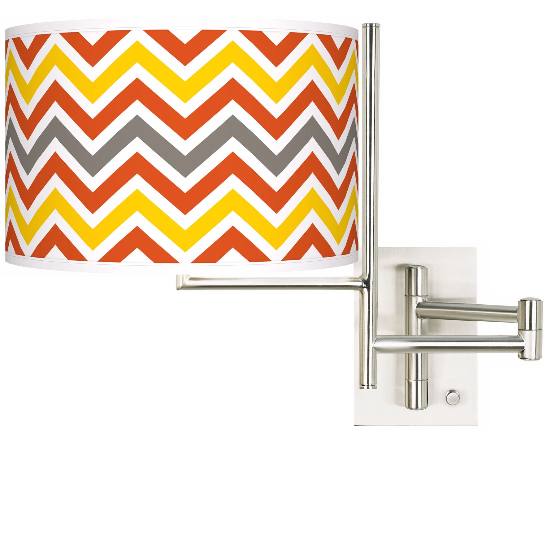 Flame Zig Zag Brushed Steel Plug-in Swing Arm Wall Lamp